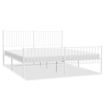 Vidaxl Kovinski posteljni okvir z vzglavjem in vznožjem bel 183x213 cm