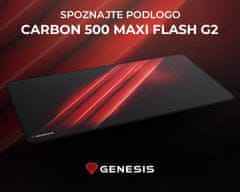 Genesis Carbon 500 Maxi Flash G2 podloga za miško, 900x450 mm, vodoodporna, gladka površina, zaščiteni robovi, protizdrsna