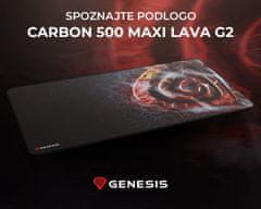 Genesis Carbon 500 Maxi Lava G2 podloga za miško, 900x450 mm, vodoodporna, gladka površina, zaščiteni robovi, protizdrsna