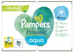 Pampers Harmonie Aqua mokri robčki, brez plastike, 9 x 48 kosov