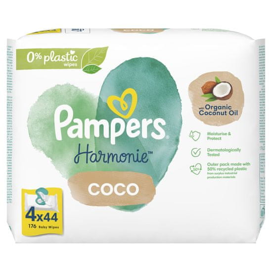 Pampers Harmonie Coco mokri robčki, 4 x 44 kosov