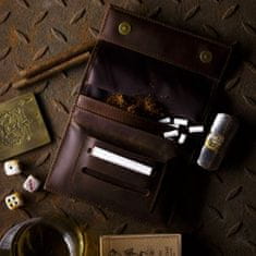 GOLDEN LEAF Usnjena torbica za tobak | Plemenita torbica za zvijanje s prostorom za tobak, filter in dvojni paket papirja za zvijanje | Z dodatnim žepom za dodatne pripomočke