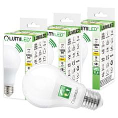 LUMILED 3x LED žarnica E27 A60 10W = 75W 1055lm 3000K Toplo bela 200° s SENZORJEM GIBANJA IN SOMRAKA