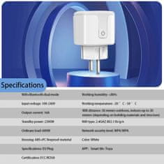 MojPlanet Pametna WiFi vtičnica EU Adapter 16A 100-240V WiFi