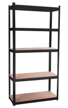 Aga Kovinski regal 180x90x40 cm 5 polic Črna