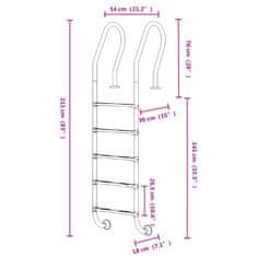 Greatstore Lestev za bazen 54x38x211 cm 304 nerjaveče jeklo