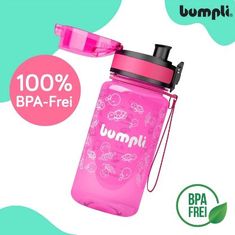 Bumpli Otroška Flaška za Vodo 350 ml s Ustnikom in Slamico, Neprepustna, Brez BPA (roza) | PINKBOT