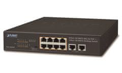 Planet FSD-1008HP PoE stikalo 10x 100Mb, 8xPoE 802.3at 30W/120W, VLAN, način razširitve 10Mb/s do 250m, brez ventilatorja