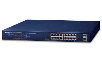 Planet GSW-1820HP PoE stikalo, 16x1Gb + 2x SFP 1Gb, PoE 802.3at 30/240W, VLAN, način razširitve 10Mb-250m, 802.3az