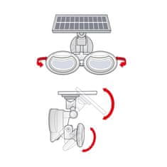 PHENOM Solarni LED komplet - 2x stenska solarna LED svetilka 5W 300lm + solarni reflektor 8W 500lm s senzorjem gibanja in mraka ter 3 načini delovanja