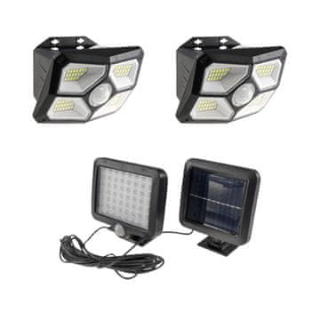 CT Komplet 3 LED solarnih svetil 2x stenska svetilka 72 LED IP65 in 1x solarni reflektor s solarnim panelom 300lm 6000K