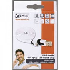 Emos SM7001W Kabel USB 2.0 A/M, micro B/M 1m, bela