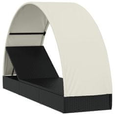 Vidaxl Vrtna postelja s streho črna 211x57x140 cm poli ratan