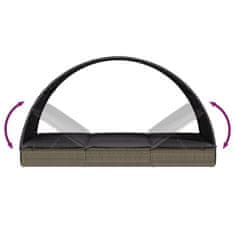 Vidaxl Vrtni ležalnik za 2 osebi s streho siv 211x112x140cm poli ratan