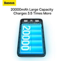 BASEUS Bipow Pro Power bank z digitalnim zaslonom, 20000mAh, 22,5W, črn + USB kabel USB-A/USB-C, 30cm (PPBD040301)