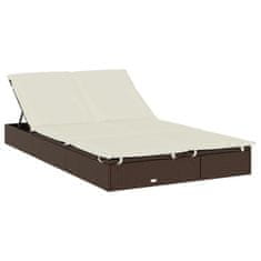 Vidaxl Vrtni ležalnik za 2 osebi s streho rjav 211x112x140cm poliratan