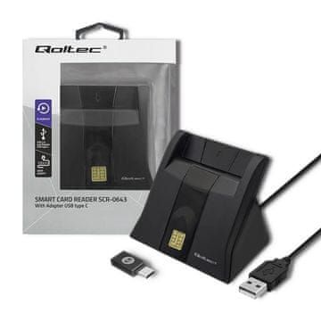 Qoltec qoltec 50643 optični bralnik identifikacijskih kartic s pametnim čipom|usb 2.0 | plug&amp;play