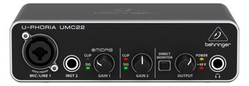 Behringer Behringer UMC22 - Pre-amplifikator za koncertne in studijske nastope, visokokakovostni avdio vmesnik, črna barva