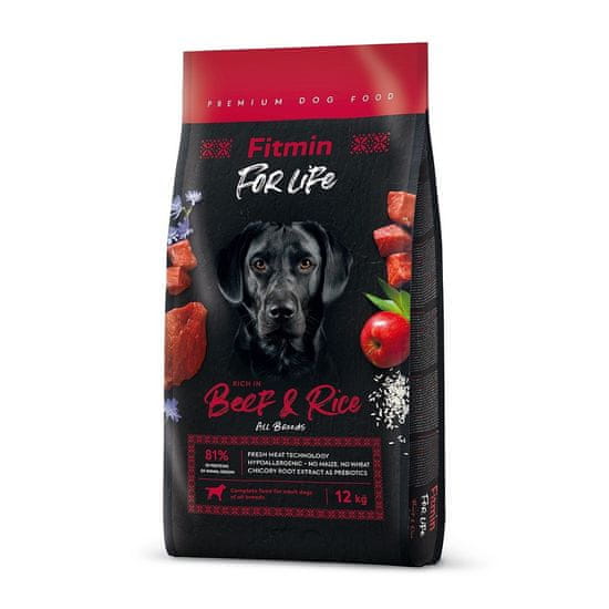Fitmin FITMIN Dog for life Beef &amp; Rice - suha hrana za pse - 12 kg
