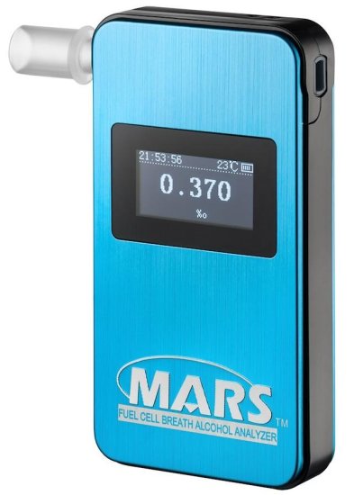slomart Breathalyzer ALCOVISOR Mars BT - Natančen in prenosljiv tester alkohola s petimi ustniki, LCD zaslon, 0.01% natančnost