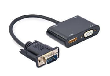 Gembird Gembird A-VGA-HDMI-02 adapter za video kabel 0.15 m, HDMI in VGA (D-Sub), moški in ženski priključek, črn