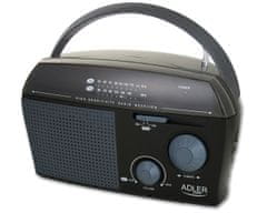 Adler Prenosni radio Adler AD 1119 z analognim tunerjem, črn, delovanje na AC in baterije, AM in FM pasovi, AUX vhod, 24-urna dostava