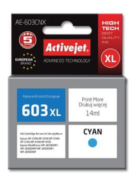 ActiveJet Comet inkjet črnilo Activejet AE-603CNX (nadomestila Epson 603XL), cian, 14 ml