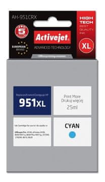 ActiveJet Activejet AH-951CRX združljiva kartuša s cyan črnilom (nadomestilo za HP 951XL CN046AE), 25 ml