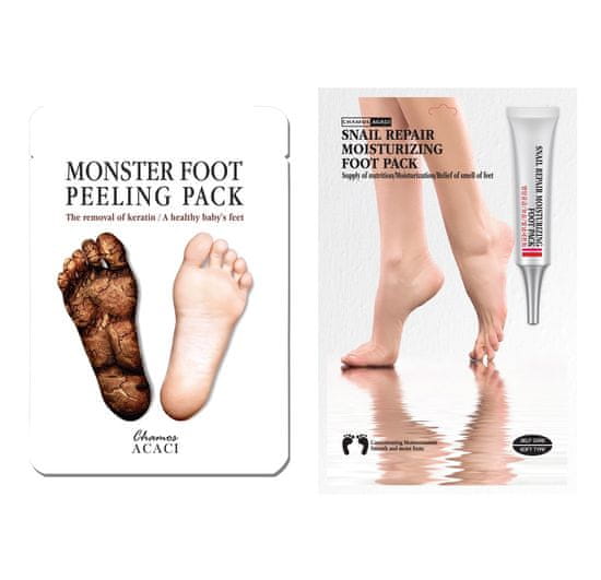 Chamos Cosmetic ACACI MONSTER Peelingová maska na nohy + Hydratačný balíček na nohy Snail Repair