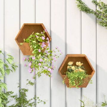 Vidaxl vidaXL Stenski sadilniki, 2 kosa, rja, kortensko jeklo, 30 x 10 x 25 cm