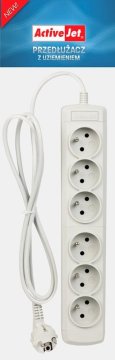ActiveJet Activejet 6GNU razdelilnik z napajalnim kablom 3m, 6x Schuko, siva