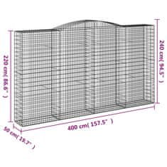 Vidaxl Obokana gabonska košara 400x50x220/240 cm pocinkano železo