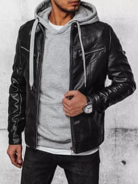 Dstreet Moška usnjena jakna Lasha črna