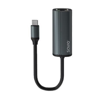 SAVIO savio adapter usb-c 3.1 gen.1 (m) na rj-45 gigabitni ethernet (f), 1000 mbps, ak-56, siva