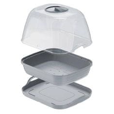 Prosperplast Lonček s polikarbonatnim pokrovom RESPANA TABLE GREENHOUSE, 25,7 cm, sivi kamen