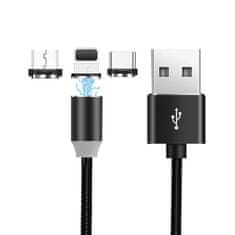 Cool Mango Univerzalni magnetni polnilni kabel 3v1, vrtljiv polnilni kabel, magnetni polnilnik, enostavno polnenje telefona, trpežen kabel, 3 različni priključki (USB C, Lightning, Micro USB), 1m dolžine - Kabli
