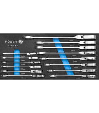 Hoegert HT7G147 SET VILIČASTO-OBROČNIH KLJUČEV Z RAGLJO, 14-DELNI, ZA VOZIČEK Z ORODJEM