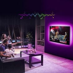 Cool Mango Pametni LED svetlobni trak, povezljive s telefonom, pričarajte si super vzdušje, enostavna namestitev na površino, utripajo v ritmu glasbe, samolepljiv, 16 barv, 5m – Božične LED luči Ledystrip