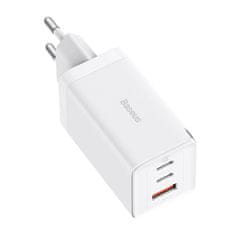 BASEUS CCGP120202 GaN5 Pro hitri polnilec USB + 2x USB-C 65W Bela