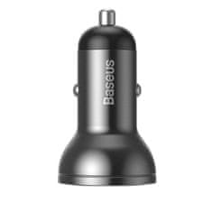 BASEUS CCBX-0G Avtomobilski polnilec z zaslonom 24W 2x USB sive barve