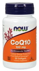NOW Foods CoQ10 z vitaminom E, 100 mg, 50 mehkih kapsul