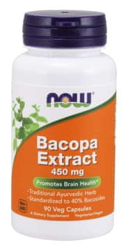 NOW Foods Bacopa monnieri (Brahmi) ekstrakt, 450 mg, 90 zeliščnih kapsul