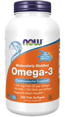 NOW Foods Omega-3, molekularno destilirana, 200 ribjih kapsul