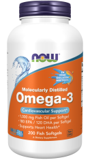 NOW Foods Omega-3, molekularno destilirana, 200 ribjih kapsul