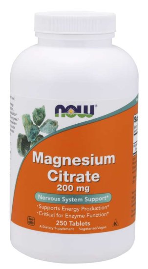 NOW Foods Magnezijev citrat, 200 mg, 250 tablet