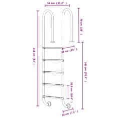 Vidaxl Lestev za bazen 54x38x211 cm 304 nerjaveče jeklo