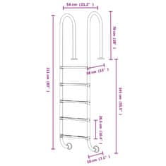 shumee Lestev za bazen 54x38x211 cm 304 nerjaveče jeklo