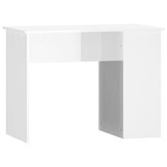 shumee Pisalna miza visok sijaj bela 100x55x75 cm inženirski les