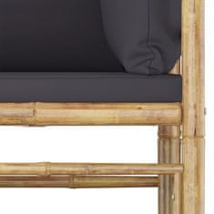 Vidaxl Vrtna sedežna garnitura 2-delna s temno sivimi blazinami bambus