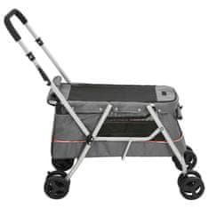 Vidaxl Zložljiv pasji voziček siv 100x49x96 cm laneno blago